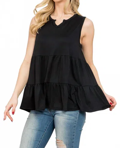 You And Me Knotch Neckline Tank Top In Black In Black