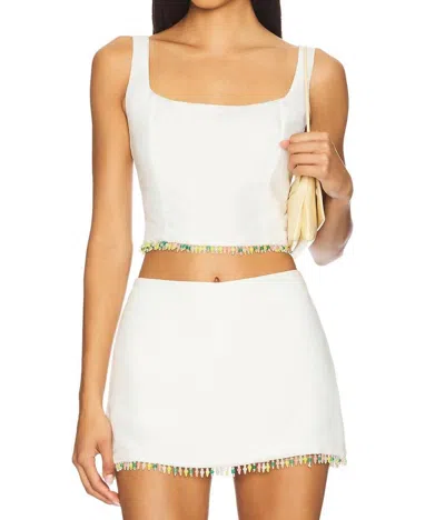 Amanda Uprichard Jace Square Neck Top In Ivory In White