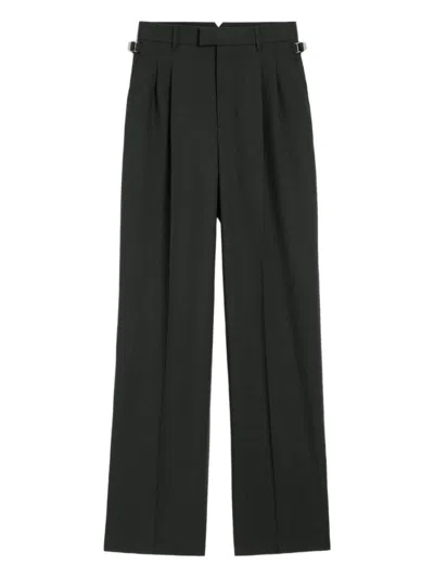 Ami Alexandre Mattiussi Wide-leg High-rise Trousers With Front Pleats In Black