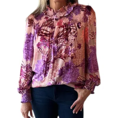 Ivy Jane Burn Out Frost Velvet Mock Neck Top In Purple In Purple