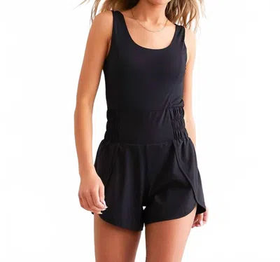 Mono B Active Nylon Romper In Black In Black