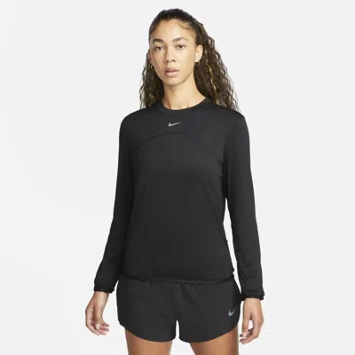 Nike Dri-fit Swift Element Uv Running Top In Black