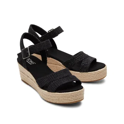 Toms Audrey Ankle Strap Espadrille Platform Wedge Sandal In Black