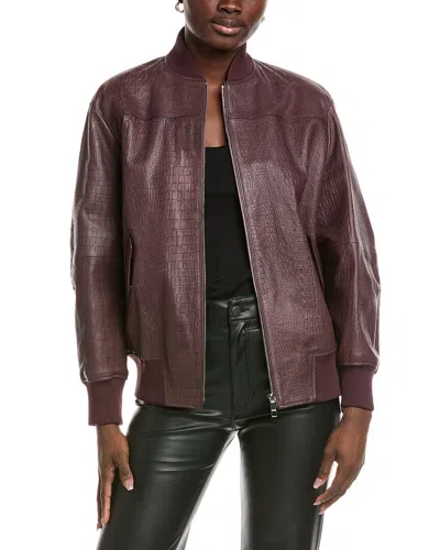 Hugo Boss Boss Woman Jacket Deep Purple Size 10 Lambskin In Red