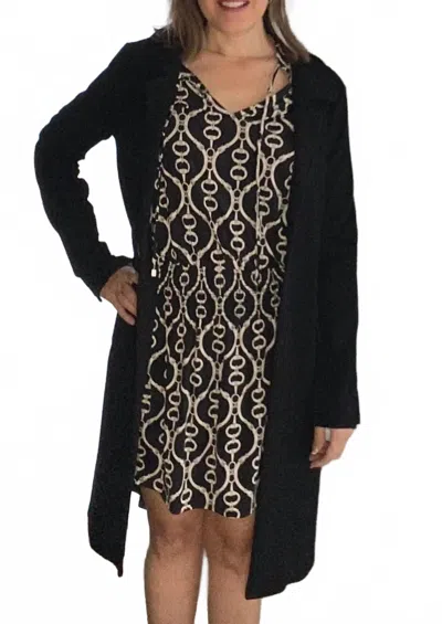 Ariella Long Collared Jacket In Black In Black