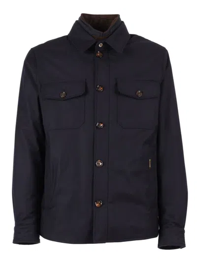 Moorer Tailored Black Wool And Cashmere Duino-ll Jacket In Blue