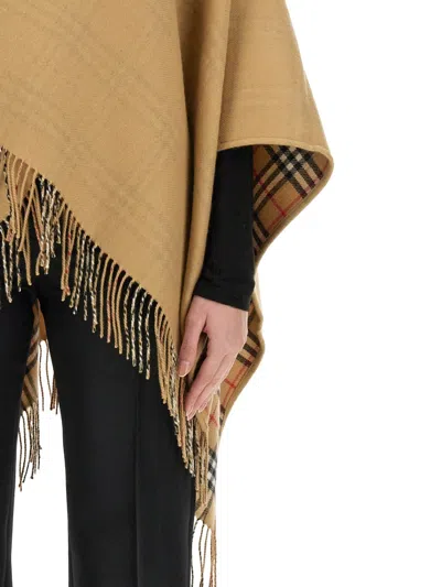 Burberry Reversible Check Wool Cape In Brown