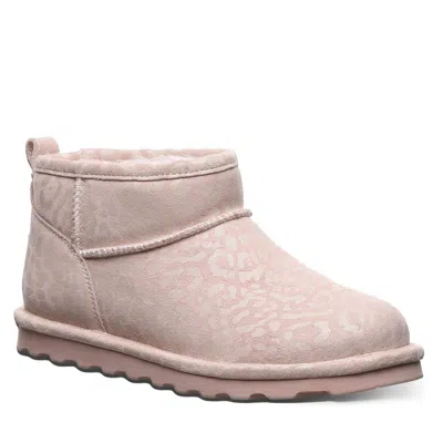 Bearpaw Leopard Print Genuine Shearling Lined Bootie In Pink