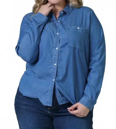 Lyssé Drew Stretch Chambray Shirt - Plus In Mid Wash In Blue