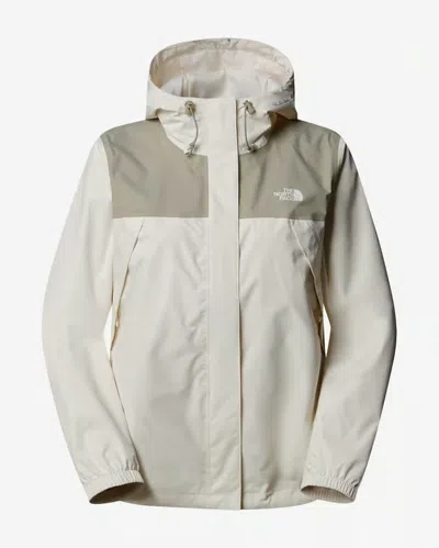 The North Face Antora Rain Jacket Womens White Dune Hooded Full Zip Asm243 In Gray