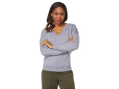 Mod-o-doc Mododoc Sweatshirt Women's Slate Gray Long Sleeve V-neck Pullover Jdm1055 In Gray
