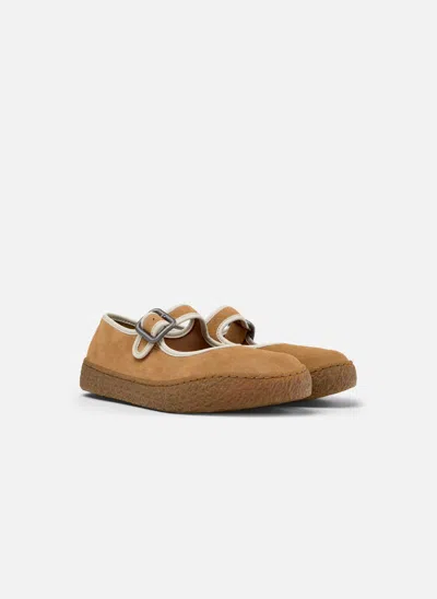 Camper Peu Terreno Buckle-strap Suede Ballet Flats In Brown