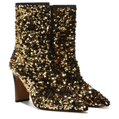 Franco Sarto Avana 2 Boots Women's Gold Pointed Toe Dress Bootie Jobb790 In Gold