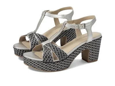 Eric Michael Valencia Sandal Women's Black Silver Leather Block Heel Fd1438 In Black