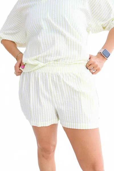 Adrienne Cassie Stripe Shorts In Lime In White