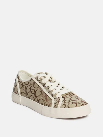 Guess Factory Selyo Logo Jacquard Low-top Sneakers In Brown