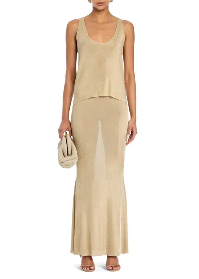 Ser.o.ya Harmony Metallic Knit Skirt In Neutral