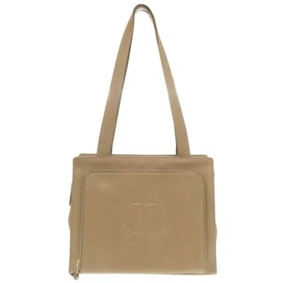 Pre-owned Chanel Grained Calfskin Shoulder Bag Tote Bag () In Sand