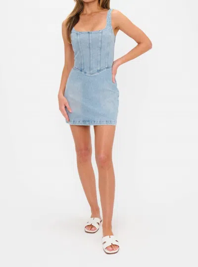 Show Me Your Mumu Corset Mini Dress In Misty Morning In Blue