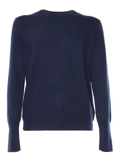 Ballantyne Fine-knit Cashmere Pullover With Round Neckline In Blue