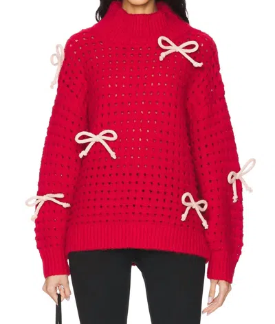 525 America Naomi Oversized Bow Sweater In Red In Red