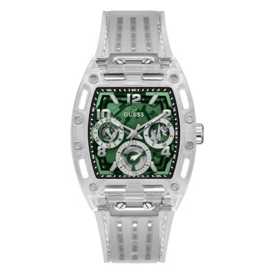 Guess Men's Clear Green Dial Watch In Silver