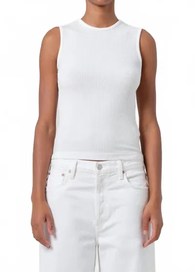 Agolde Sleeveless Ribbed Tank Top In White