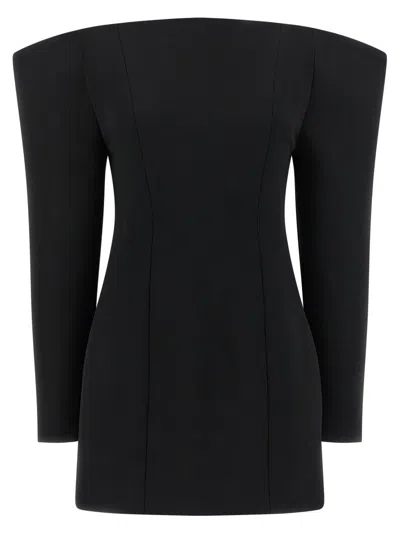 Stella Mccartney Off-the-shoulder Structured Corset Mini Dress In Black