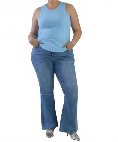 Never Fully Dressed Ice Blue Ribbed Tank Top - Plus In Blue