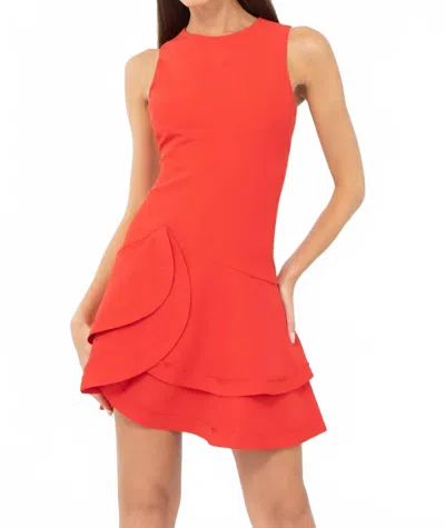 Adelyn Rae Grayson Tiered Mini Dress In Poppy Red In Red