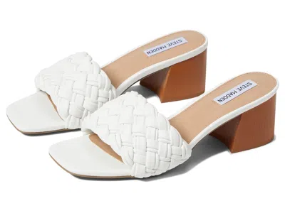 Steve Madden Incentive Sandals Women's White Braided Block Heel Jobb740 In White