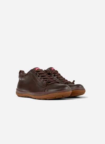 Camper Peu Pista Gm Leather Lace-up Sneakers In Brown