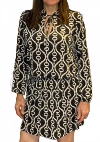 Ariella Smocking Links Detail Dress In Black In Multi