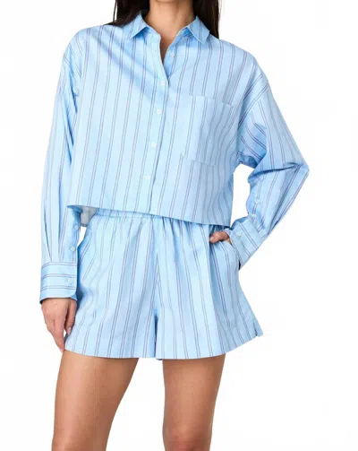 French Connection Womens Lorenzo Striped Cropped Shirt Lorenzo Striped Shorts In Blue