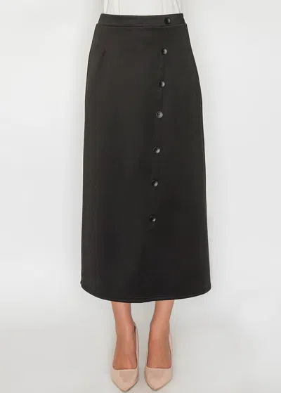Yal New York Black Midi Skirt With Buttons In Black