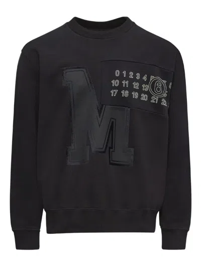 Mm6 Maison Margiela Numeric Motif Embroidered Sweatshirt In Black