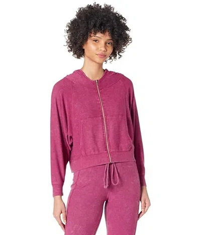 Chaser Batwing Hoodie Women's Pink Stretch Long Sleeve Full Zip Gbo188 In Purple