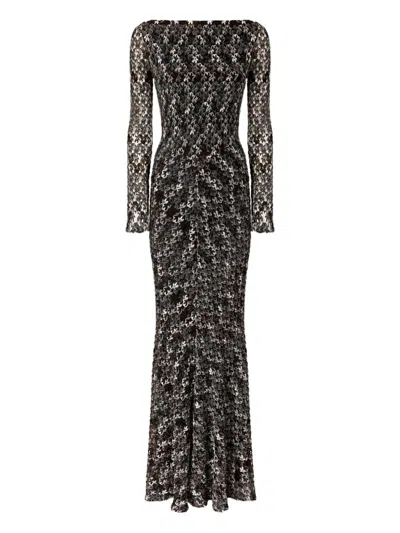 Missoni Long Double Layer Boat Neck Dress Dresses Multicolor In Brown