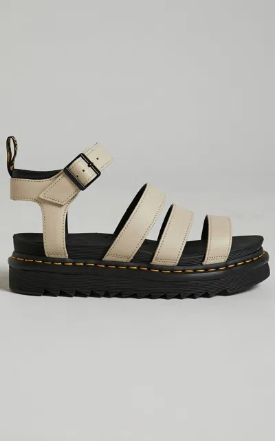 Dr. Martens' Blaire Women's Tan Pisa Leather Platform Sandals Jobb1799 In Neutral