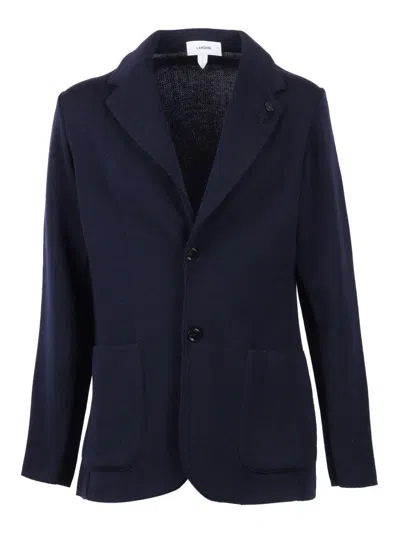 Lardini Tailored Knit Jacket In Deep Navy In Blue