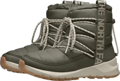 The North Face Thermoball Snow Boots Womens Taupe Green Waterproof Jobb1022 In Green