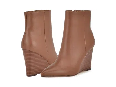 Nine West Try Me Womens Leather Pointed-toe Ankle Boots In Brown