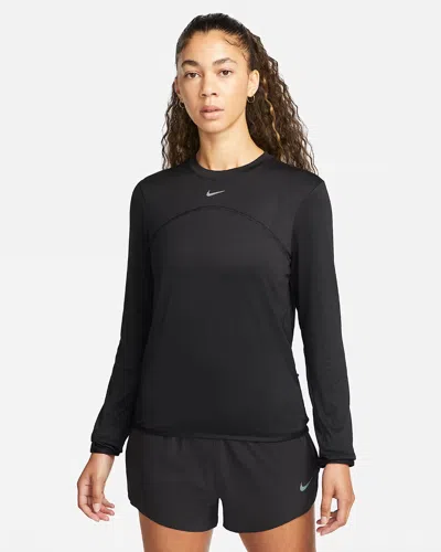 Nike Dri-fit Swift Element Uv Running Top In Black