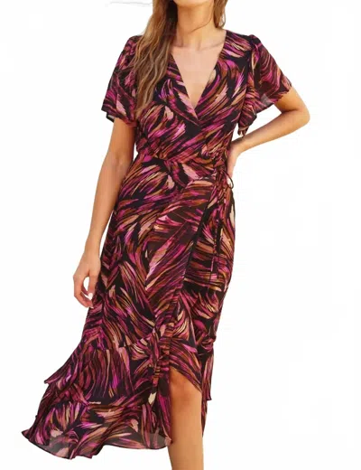Dress Forum Lights Out Double Ruffled Hem Wrap Dress In Plum Orche In Multi