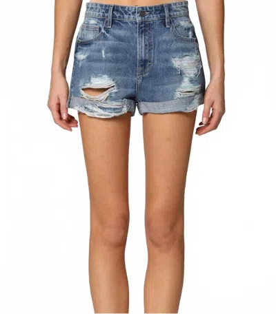 Hidden Women's Riley Distressed Roll Up Shorts In Blue In Blue