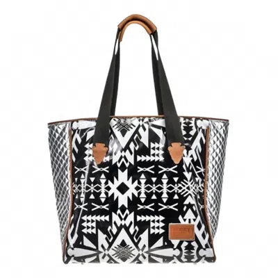 Hooey Women's Puebla Stone Aztec Pattern Tote Bag In Black/white In Multi