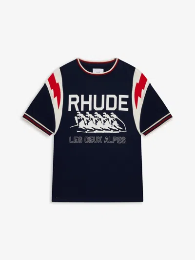 Rhude Men's Lighting Ringer Tee In Blue