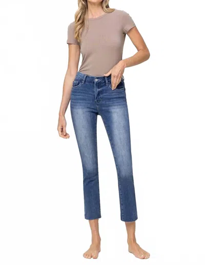 Flying Monkey Mid Rise Slim Straight Crop Jeans In Midnight In Paris In Blue