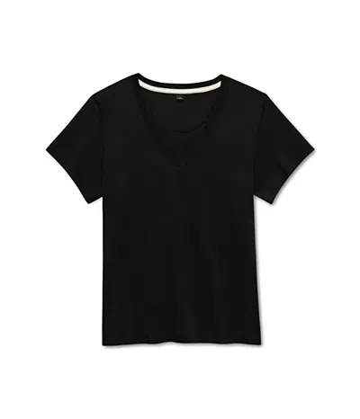 Label Go-to Vee T-shirt Women's Black Pima Cotton V-neck Pullover Jdm493 In Black