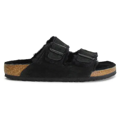 Birkenstock Arizona Teddy Split Suede Sandals In Black